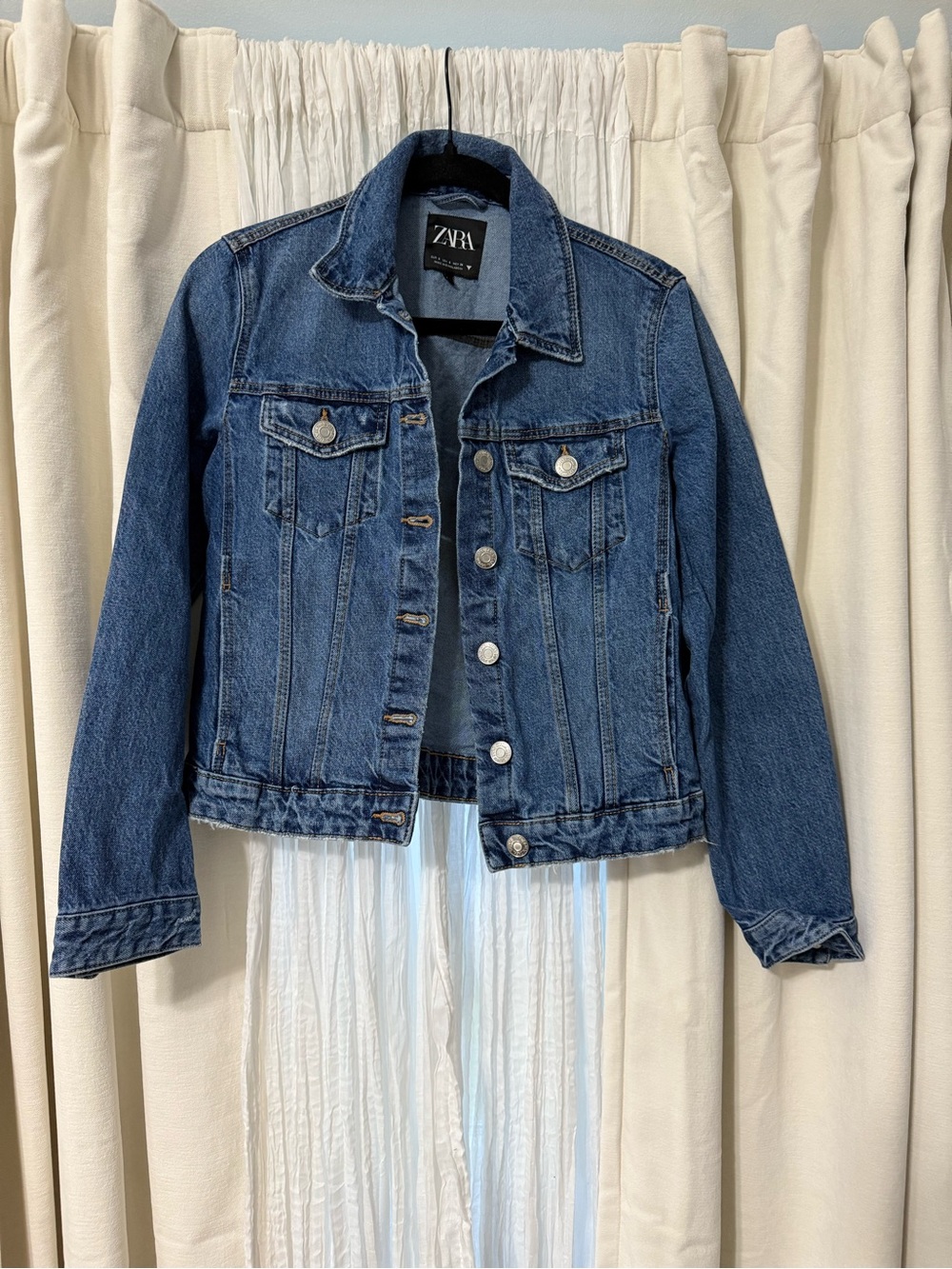 ZARA Dark Blue Denim Jacket with Button Front